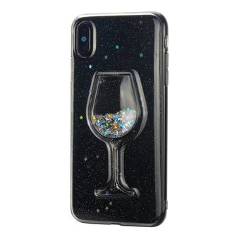 Treble eeuw Bekijk het internet Transparant Glitter Wijnglas Hoesje iPhone XS Max - Glitter