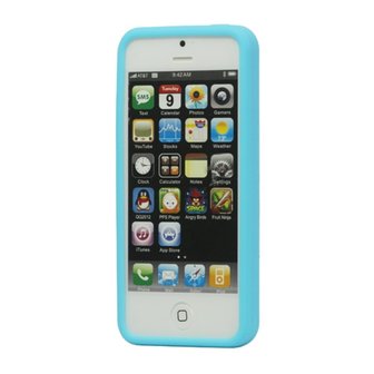 aankomen Kerkbank Medewerker Stevige fingerprint case iPhone 5/5s Licht blauwe silicone hoesje kopen