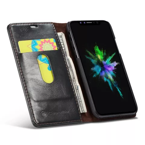 Caseme Kunstleer Wallet pasjeshouder hoesje geschikt voor iPhone XR case - zwart