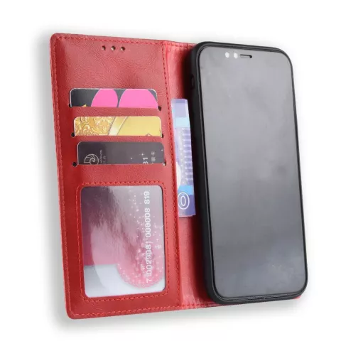 Vintage kunstleer Wallet Case geschikt voor iPhone XR - Rood hoesje