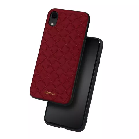 DZGOGO Yago Series Case PU leder stiksel grid geschikt voor iPhone XR - Rood