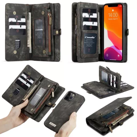 Caseme Retro Wallet splitleder hoesje voor iPhone 12 en iPhone 12 Pro - zwart