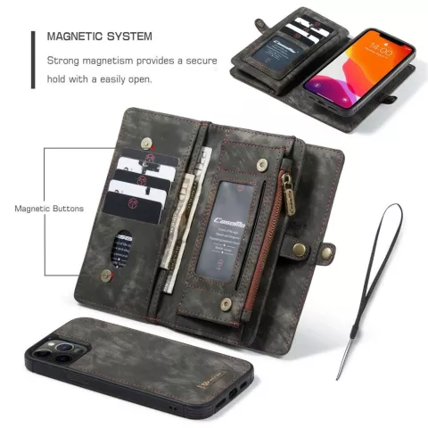 Caseme Retro Wallet splitleder hoesje voor iPhone 12 en iPhone 12 Pro - zwart