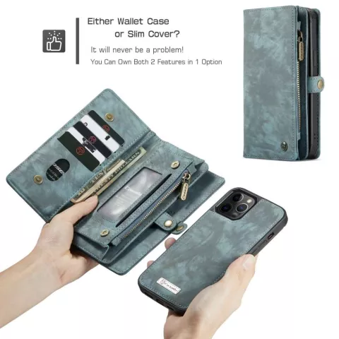 Caseme Retro Wallet splitleder hoesje voor iPhone 12 en iPhone 12 Pro - blauw