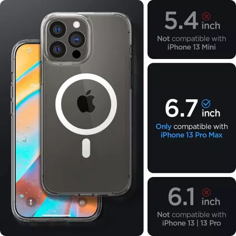 Spigen Ultra Hybrid Magneetring TPU met Air Cushion hoesje geschikt voor iPhone 13 Pro Max - transparant