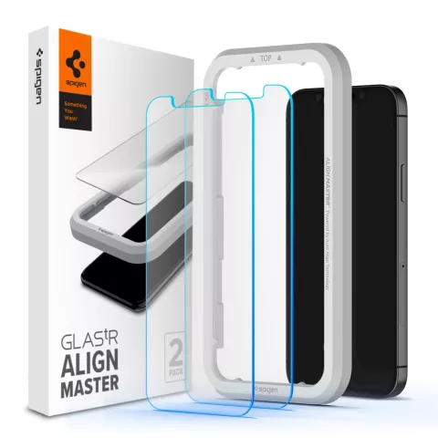 Spigen Glas tR ALM FC (2 Pack) + Frame screenprotector geschikt voor iPhone 12 en iPhone 12 Pro - zwart