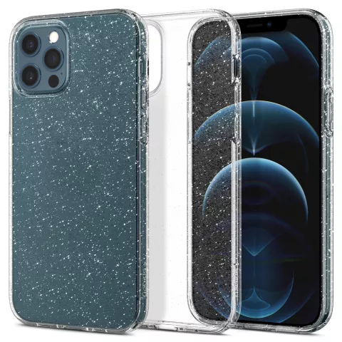 Spigen Liquid Crystal Glitter TPU Air Cushion hoesje geschikt voor iPhone 12 en iPhone 12 Pro - transparant