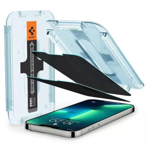 Spigen Privacy Glass Met Montage Frame 2 pack geschikt voor iPhone 13 Pro en iPhone 13 - gehard glas