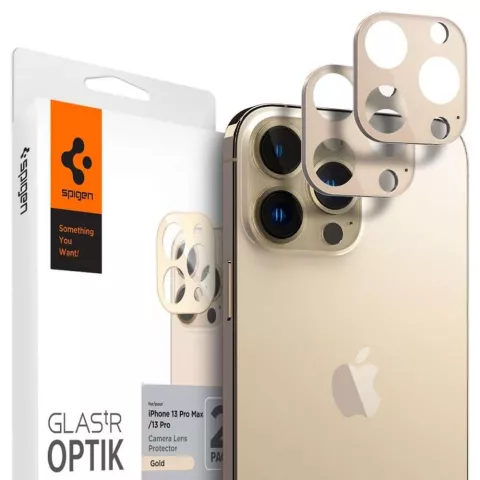 Spigen Camera Lens Glass Protector 2 pack geschikt voor iPhone 13 Pro en iPhone 13 Pro Max - goud