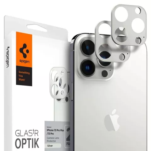 Spigen Camera Lens Glass Protector 2 pack geschikt voor iPhone 13 Pro en iPhone 13 Pro Max - zilver