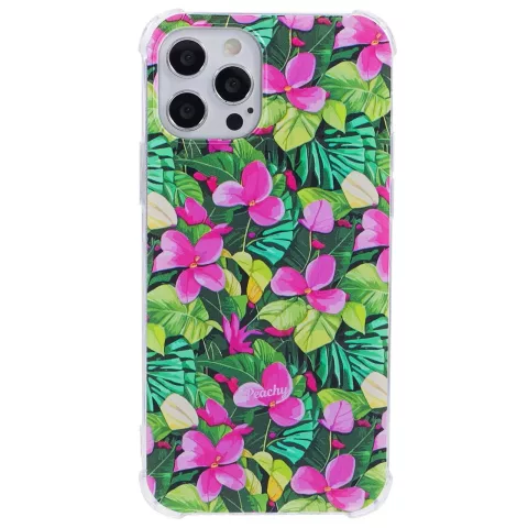 Tropical Leaves &amp; Flowers TPU met versterkte hoeken hoesje geschikt voor iPhone 12 Pro Max