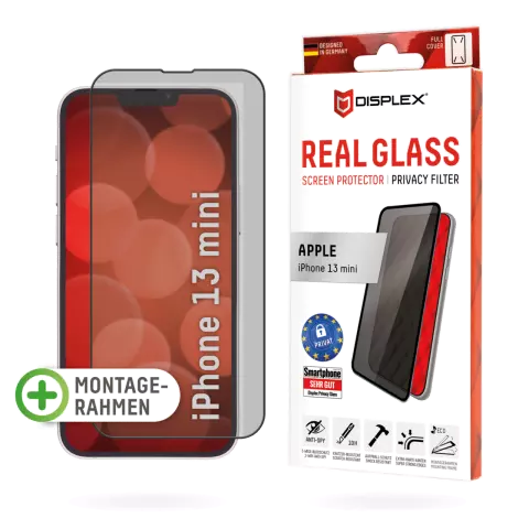 Displex Privacy Glass FC Screenprotector geschikt voor iPhone 13 mini - Transparant