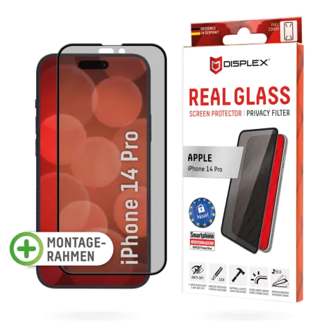 Displex Privacy Glass FC Screenprotector geschikt voor iPhone 14 Pro - Transparant