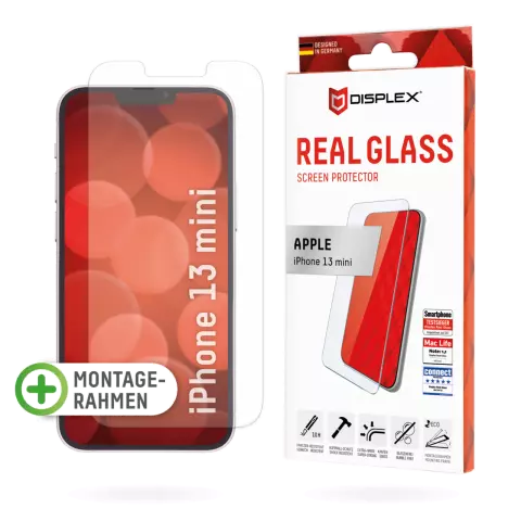 Displex Real Glass Screenprotector geschikt voor iPhone 13 mini - Transparant