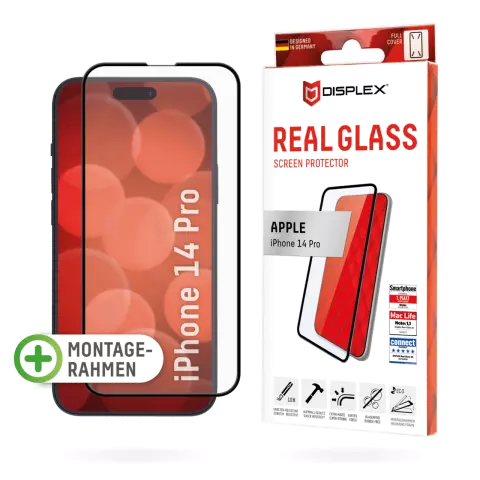 Displex Real Glass Full Cover Screenprotector geschikt voor iPhone 14 Pro - Transparant