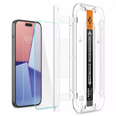 Spigen Glass Montage Frame EZ FIT 2 Pack AGL06903 Screenprotector geschikt voor iPhone 15 - Transparant