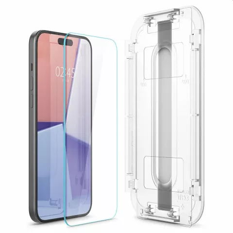 Spigen Glass Montage Frame EZ FIT 2 Pack AGL06903 Screenprotector geschikt voor iPhone 15 - Transparant