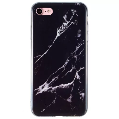 Marmer TPU hoesje case geschikt voor iPhone 7 8 SE 2020 SE 2022 - Marble - Zwart