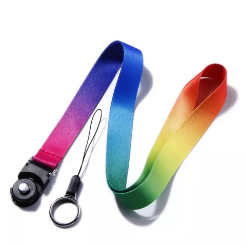 Rainbow Keycord Lanyard Veiligheid Safety Nek Koord voor Smartphone Telefoon Sleutels Naamtag - Regenboog