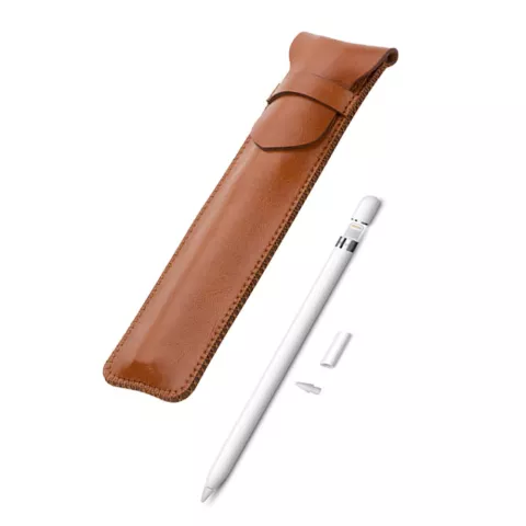 Premium Vegan Leather Pocket Sleeve Pouch Stylushoes geschikt voor Apple Pencil - Lichtbruin