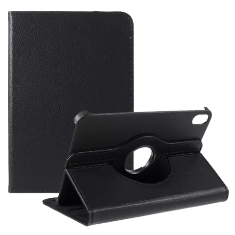 360 Rotating bookcase Vegan Leather hoes geschikt voor iPad mini 6 2021 &amp; iPad mini 7 2024 - zwart