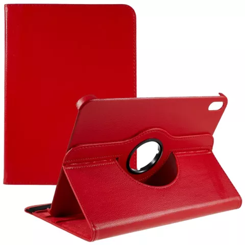 360 Rotating bookcase Vegan Leather hoes geschikt voor iPad 10e gen 10.9 inch 2022 - rood