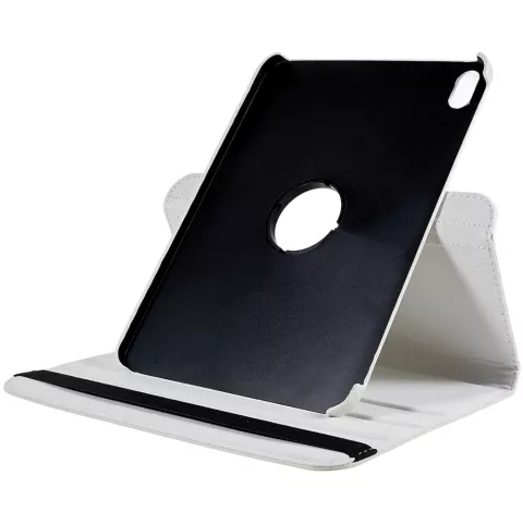 360 Rotating bookcase Vegan Leather hoes geschikt voor iPad 10e gen 10.9 inch 2022 - wit