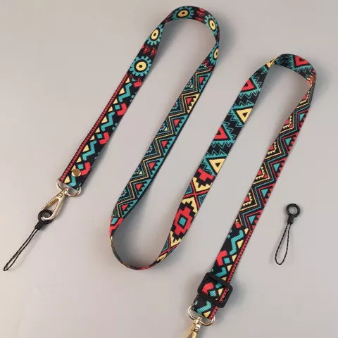 Crossbody Telefoonkoord Lanyard Band Keycord met Bevestigingstab voor onder je hoesje 120cm - Maya Totem