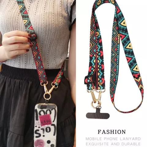 Crossbody Telefoonkoord Lanyard Band Keycord met Bevestigingstab voor onder je hoesje 120cm - Maya Totem