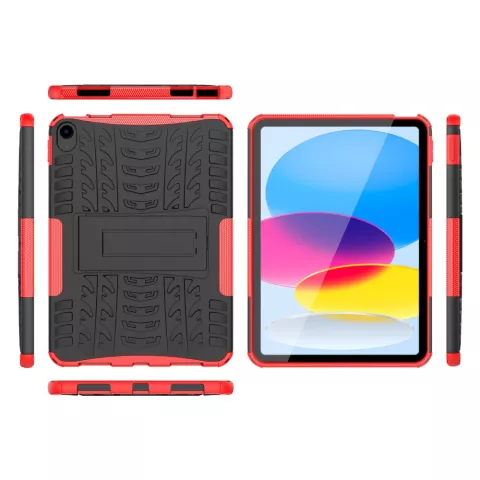 Shockproof Kickstand anti-slip hoes met standaard geschikt voor iPad 10e gen 10.9 inch 2022 - rood