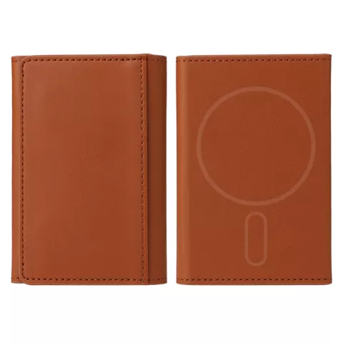 Vegan Leather Magnetische Wallet en Standaard geschikt voor iPhone met MagSafe Kaardhouder Card Holder - Bruin