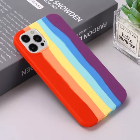 Rainbow Pride siliconen hoesje geschikt voor iPhone 16 Pro - pastel