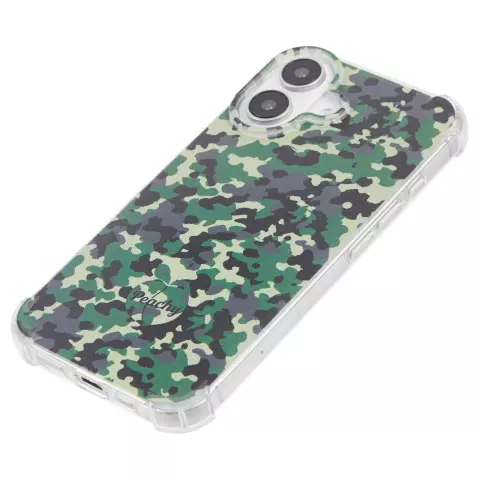 Camo Survivor TPU met versterkte hoeken hoesje geschikt voor iPhone 16 - Army Green