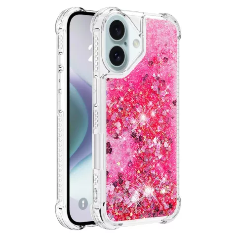 Glitter TPU met versterkte hoeken hoesje geschikt voor iPhone 16 - transparant roze