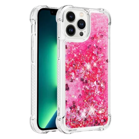 Glitter TPU met versterkte hoeken hoesje geschikt voor iPhone 16 Pro - transparant roze