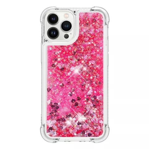 Glitter TPU met versterkte hoeken hoesje geschikt voor iPhone 16 Pro - transparant roze