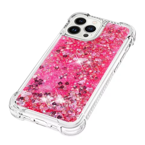 Glitter TPU met versterkte hoeken hoesje geschikt voor iPhone 16 Pro - transparant roze