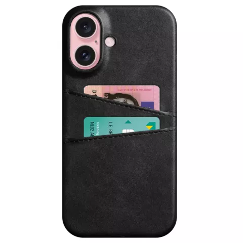 Duo Cardslot Wallet vegan leather hoesje geschikt voor iPhone 16 - zwart