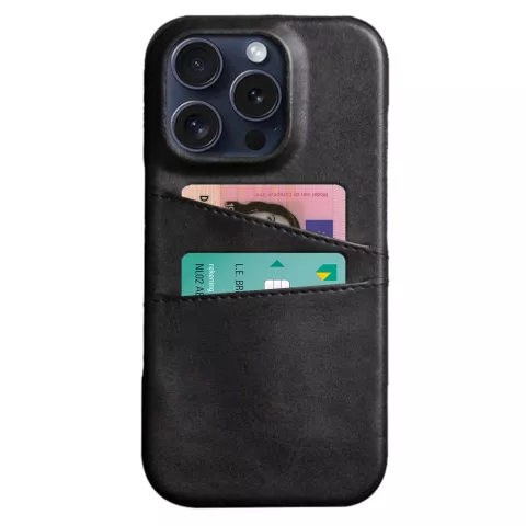 Duo Cardslot Wallet vegan leather hoesje geschikt voor iPhone 16 Pro - zwart