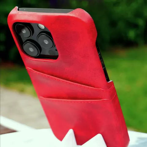 Duo Cardslot Wallet vegan leather hoesje geschikt voor iPhone 16 Plus - rood