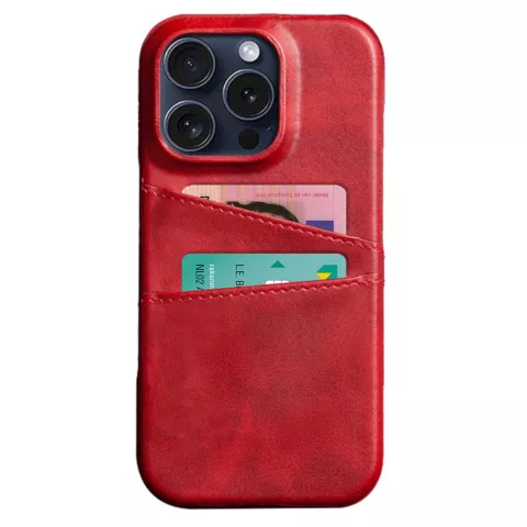 Duo Cardslot Wallet vegan leather hoesje geschikt voor iPhone 16 Pro Max - rood