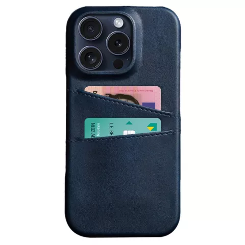 Duo Cardslot Wallet vegan leather hoesje geschikt voor iPhone 16 Pro - blauw