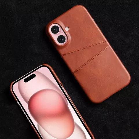 Duo Cardslot Wallet vegan leather hoesje geschikt voor iPhone 16 - bruin