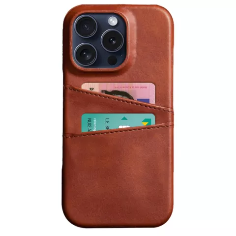 Duo Cardslot Wallet vegan leather hoesje geschikt voor iPhone 16 Pro Max - bruin