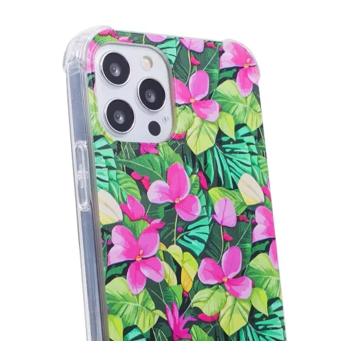 Tropical Leaves &amp; Flowers TPU met versterkte hoeken hoesje geschikt voor iPhone 16 Pro