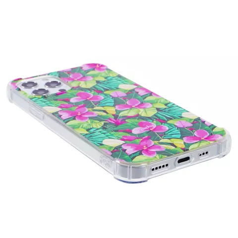 Tropical Leaves &amp; Flowers TPU met versterkte hoeken hoesje geschikt voor iPhone 16 Pro Max