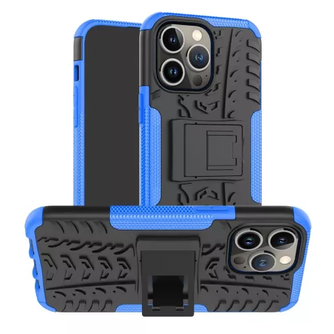 Shockproof Kickstand anti-slip kunststof en TPU hoesje geschikt voor iPhone 16 Pro Max - blauw