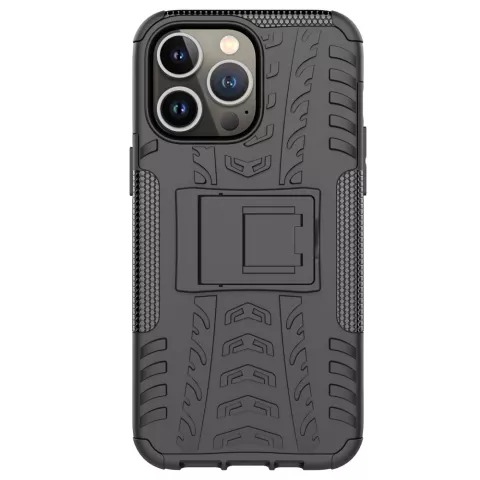 Shockproof Kickstand anti-slip kunststof en TPU hoesje geschikt voor iPhone 16 Pro - zwart