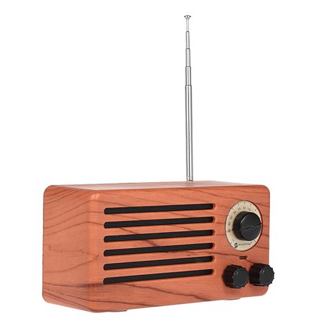 NR-3013 Houten textuur Retro FM Radio Draadloze Bluetooth Speaker - Lichtbruin