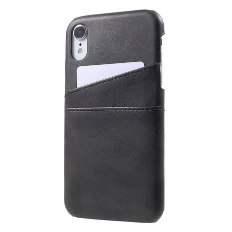verlies uzelf pakket Niet doen Lederen Portemonnee Wallet iPhone XR Hoesje - Zwart Pasjes